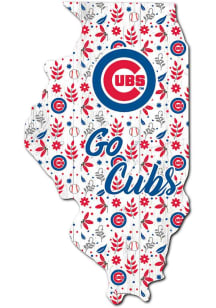 Chicago Cubs 24 Inch Floral State Wall Art