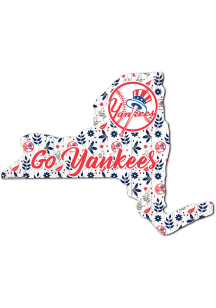 New York Yankees 24 Inch Floral State Wall Art
