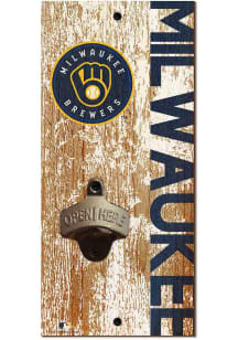 Milwaukee Brewers Distressed Bottle Opener Sign