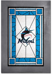 Miami Marlins Stained Glass Frame Sign
