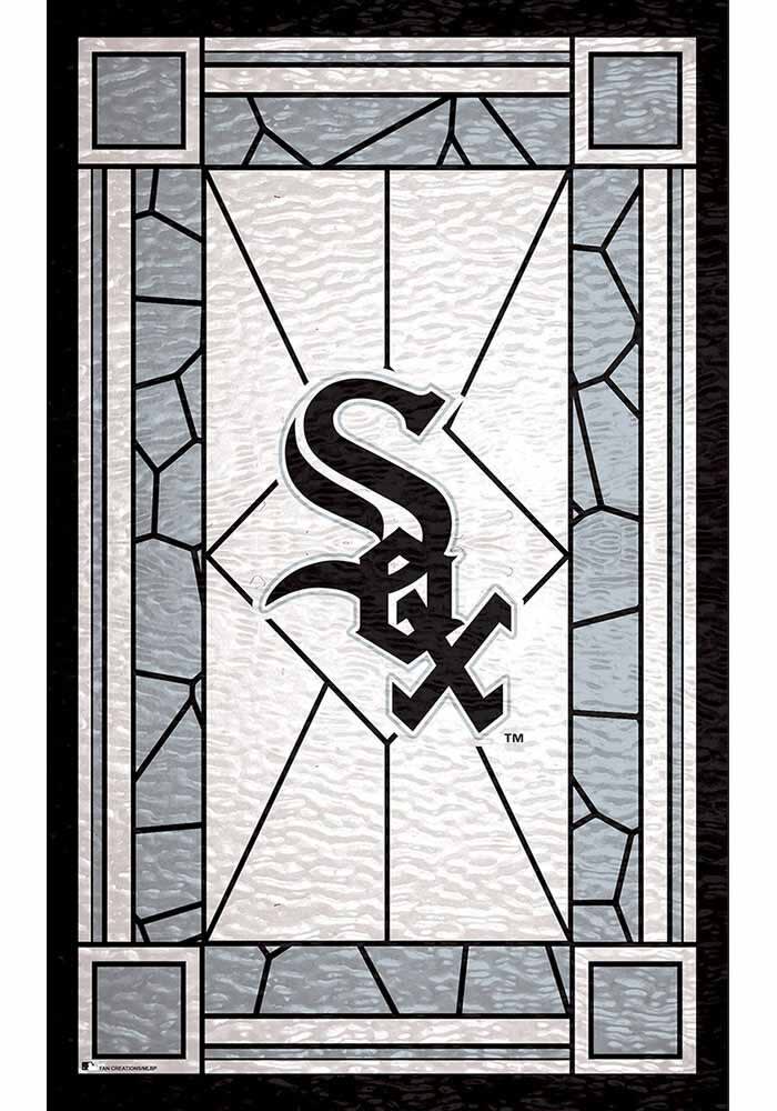 Chicago White Sox Stained Glass Sign BLACK - 32627413