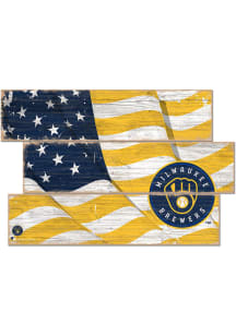 Milwaukee Brewers Flag 3 Plank Sign