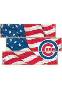 Chicago Cubs Flag 3 Plank Sign