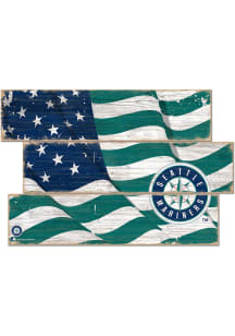 Seattle Mariners Flag 3 Plank Sign