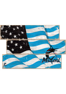 Miami Marlins Flag 3 Plank Sign