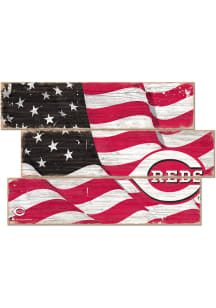 Cincinnati Reds Flag 3 Plank Sign