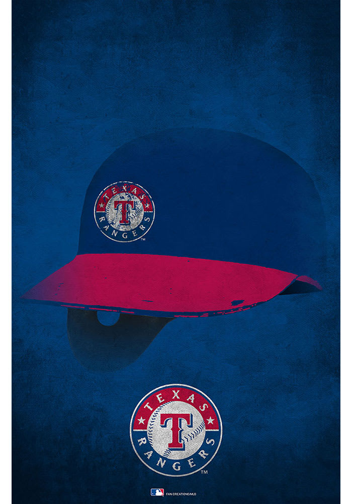 Texas Rangers Ghost Helmet 17x26 Sign NAVY - 32627695