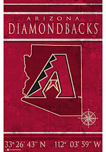 Arizona Diamondbacks Coordinates 17x26 Sign - Red