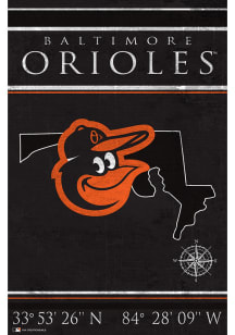 Baltimore Orioles Coordinates 17x26 Sign