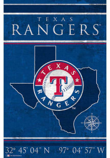 Texas Rangers Coordinates 17x26 Sign