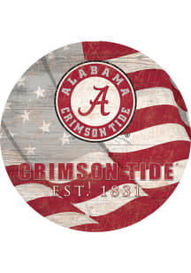 Alabama Crimson Tide Team Color Flag 12 Inch Circle Sign
