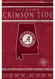 Alabama Crimson Tide Coordinates 17x26 Sign
