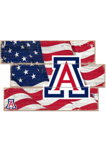 Arizona Wildcats Flag 3 Plank Sign