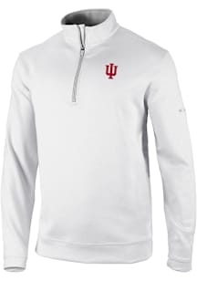 Columbia Indiana Hoosiers Mens White Heat Seal Omni Wick Wickhams Hills Long Sleeve Qtr Zip Pullov..