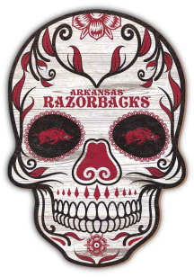 Arkansas Razorbacks 12 inch Sugar Skull Sign