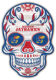 Kansas Jayhawks 12 inch Sugar Skull Sign