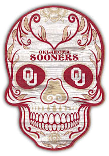 Oklahoma Sooners 12 inch Sugar Skull Sign - Red