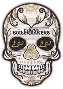 Gold Purdue Boilermakers 12 inch Sugar Skull Sign