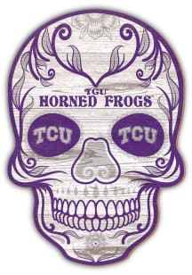 TCU Horned Frogs 12 inch Sugar Skull Sign