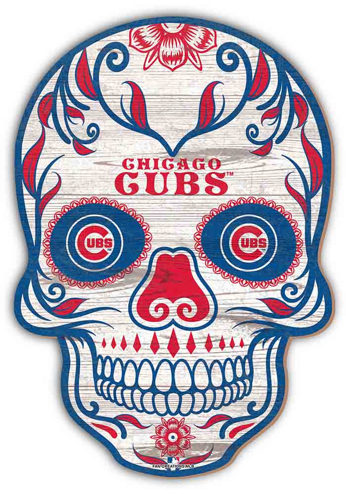 Chicago Cubs 12 inch Sugar Skull Sign, Blue, Size NA, Rally House