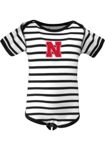 Baby Black Nebraska Cornhuskers Skylar Stripe Short Sleeve One Piece