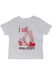Vive La Fete Ball State Cardinals Infant Excavator Short Sleeve T-Shirt Grey