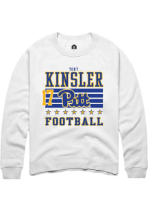 Tony Kinsler Rally Mens White Pitt Panthers NIL Striped Player Crew