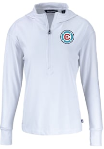 Cutter and Buck Chicago Fire Womens White Daybreak Hood Qtr Zip