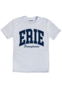 Erie Grey Arched Wordmark Short Sleeve Fashion T Shirt