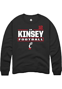 Zeb Kinsey Cincinnati Bearcats Mens Black Football NIL Stacked Box Player Crew