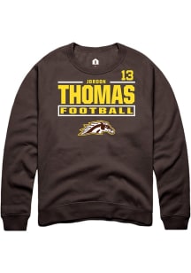Jordon Thomas Rally Mens Brown Western Michigan Broncos NIL Stacked Box Crew Sweatshirt