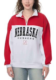 Nebraska Cornhuskers Womens White Huddle Qtr Zip