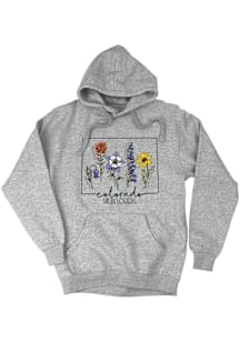 Colorado Womens Grey Wildflowers Hooded Sweatshirt