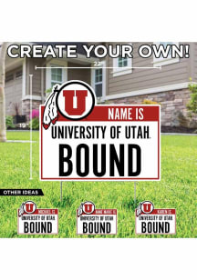 Utah Utes Personalized School Bound Yard Sign - White