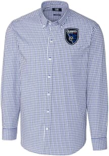 Cutter and Buck San Jose Earthquakes Mens Blue Easy Care Stretch Big and Tall Dress Shirt