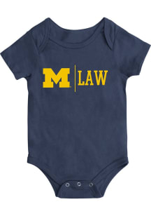 Baby Michigan Wolverines Navy Blue Colosseum Law School Short Sleeve One Piece