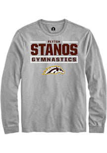 Peyton Stanos Western Michigan Broncos Grey NIL Stacked Box Long Sleeve Player T Shirt