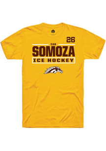 Ean Somoza Rally Mens Gold Western Michigan Broncos NIL Stacked Box Player T Shirt