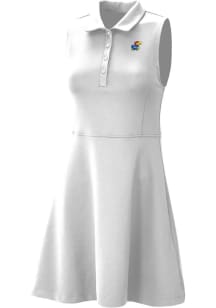 Columbia Kansas Jayhawks Womens White Heat Seal Match Short Sleeve Dress