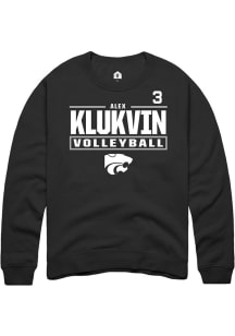 Alex Klukvin Rally Mens Black K-State Wildcats NIL Stacked Box Player Crew
