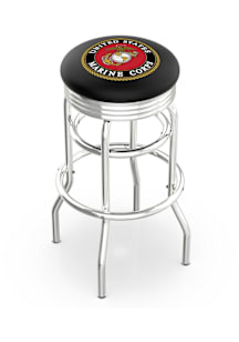 Marine Corps Double-Ring Swivel Chrome Pub Stool - Black