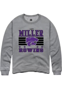 Lacy Miller Rally Mens Grey K-State Wildcats NIL Striped Player Crew