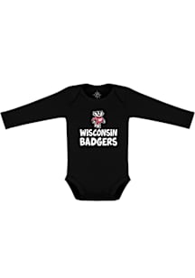 Wisconsin Badgers Baby Black Playful Design Long Sleeve One Piece