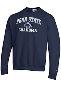 Champion Penn State Nittany Lions Mens Navy Blue Grandma Powerblend Long Sleeve Crew Sweatshirt