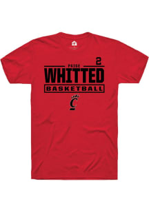 Paige Whitted Rally Mens Red Cincinnati Bearcats NIL Stacked Box Player T Shirt