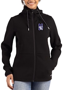 Cutter and Buck Northwestern Wildcats Womens Black Epic Comfort Full Zip Light Weight Jacket