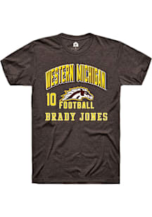 Brady Jones Western Michigan Broncos Brown Football NIL Arch Logo Short Sleeve Player T Shirt