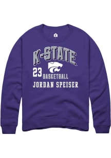 Jordan Speiser Rally Mens Purple K-State Wildcats NIL Arch Logo Player Crew