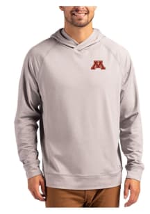 Mens Minnesota Golden Gophers Grey Cutter and Buck Adapt Knit Hood Hooded Sweatshirt