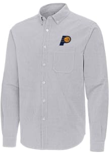 Antigua Indiana Pacers Mens Ash Porter Long Sleeve Dress Shirt